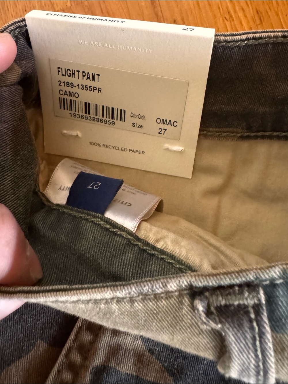 CITIZENS OF HUMANITY FLIGHT PANT IN CAMO SIZE 27 - Picture 3 of 6